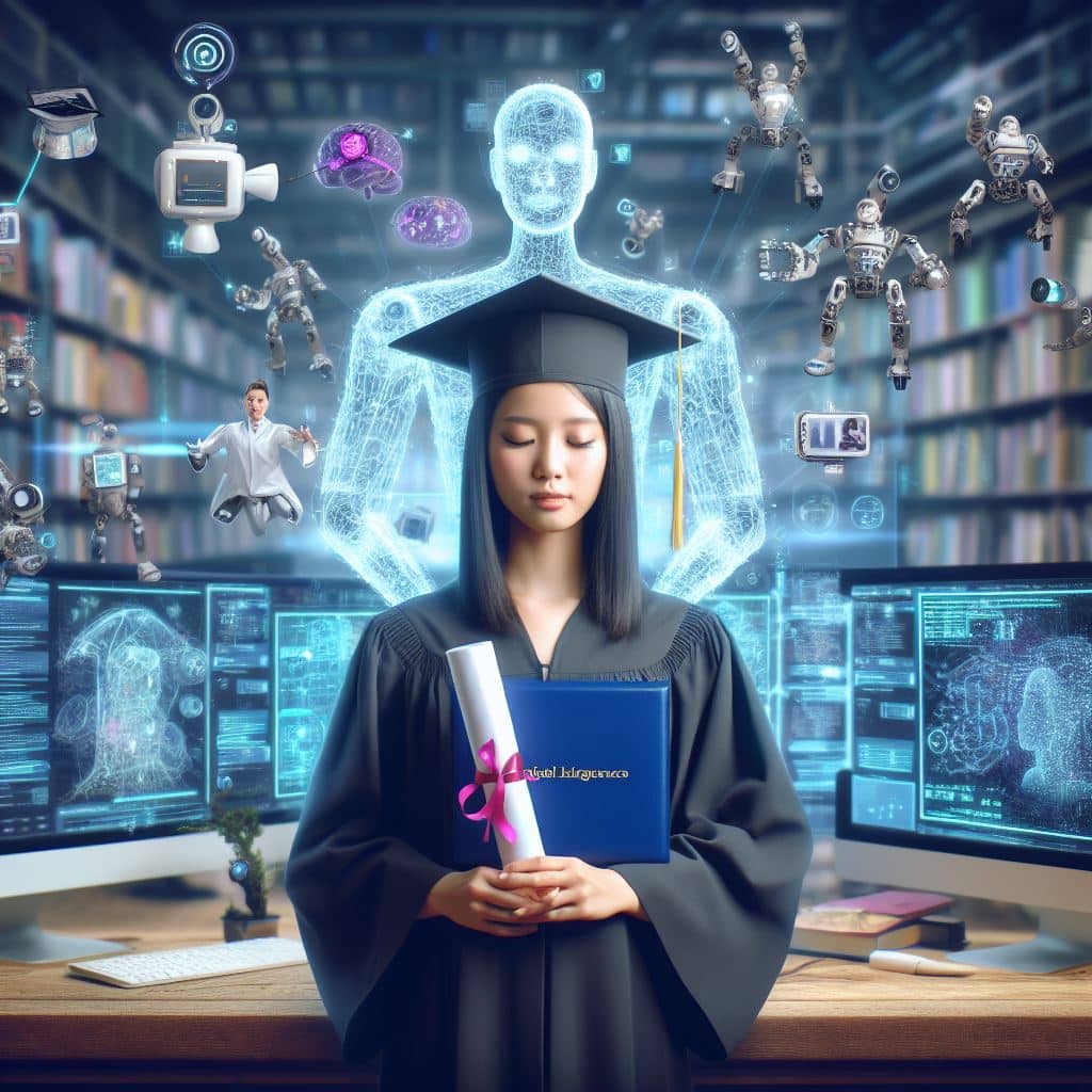 Une étudiante diplômée d'un bachelor en intelligence artificielle